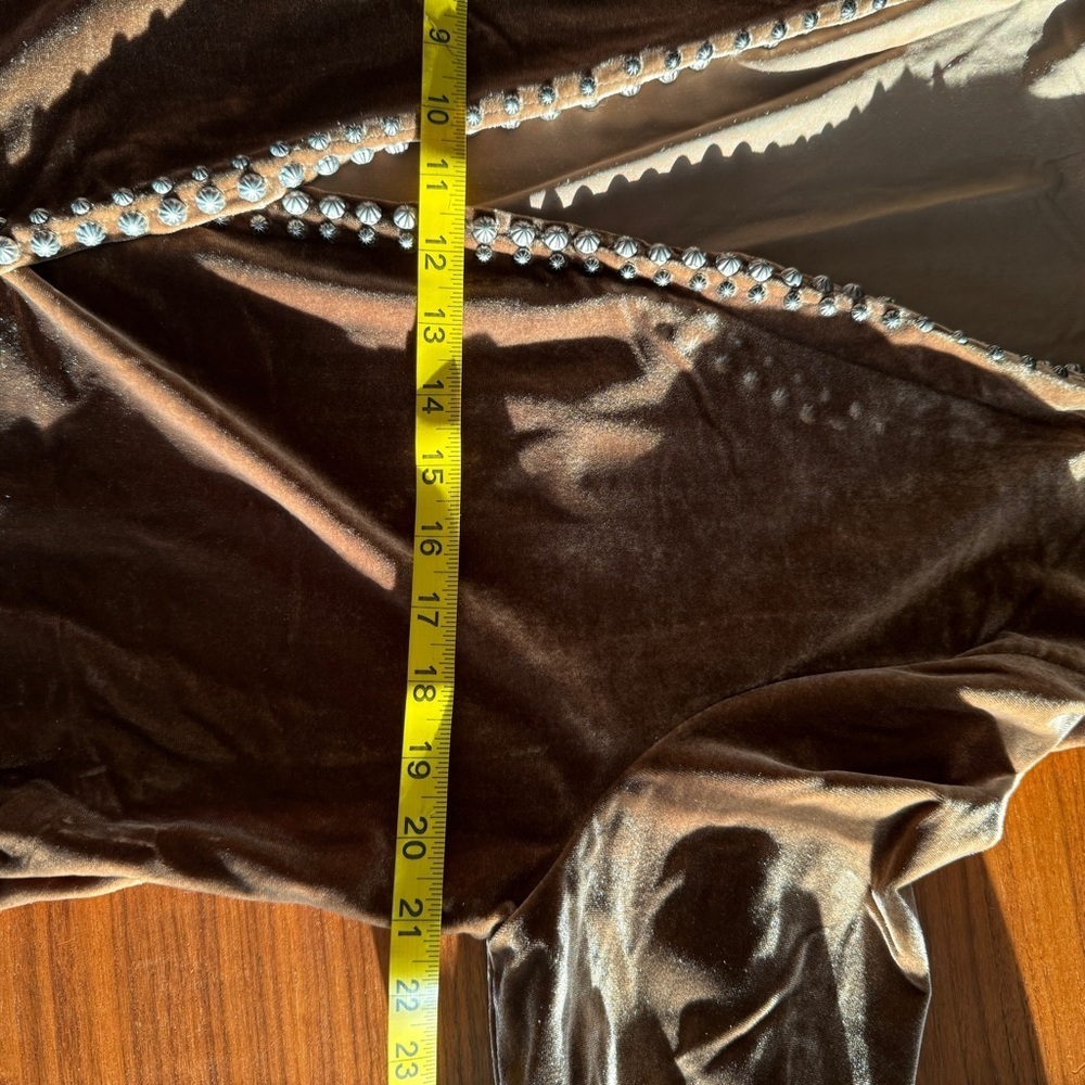 Double D Ranch Brown Brown Crushed Velvet Jacket Duster sz Large - Picture 12 of 13